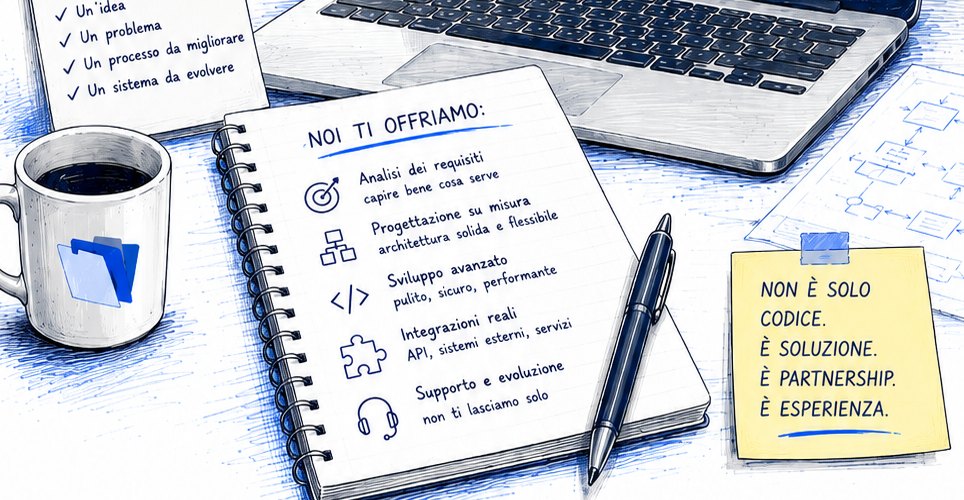 Quaderno con i servizi di sviluppo FileMaker