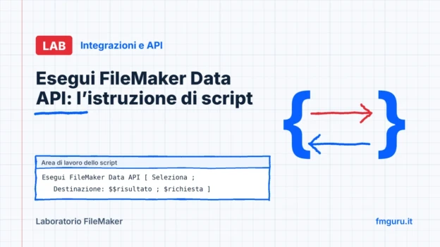 Copertina del laboratorio FileMaker: Esegui FileMaker Data API: l’istruzione di script