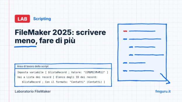 Copertina del laboratorio FileMaker: FileMaker 2025: scrivere meno, fare di più