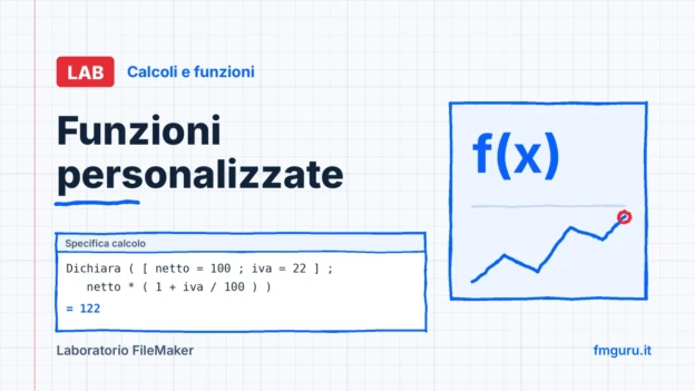 Copertina del laboratorio FileMaker: Funzioni personalizzate