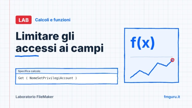 Copertina del laboratorio FileMaker: Limitare gli accessi ai campi