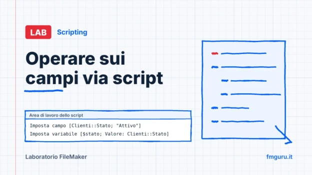 Copertina del laboratorio FileMaker: Operare sui campi via script