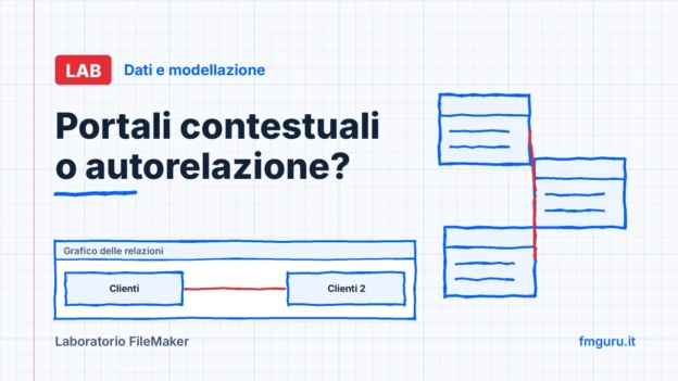 Copertina del laboratorio FileMaker: Portali contestuali o autorelazione?
