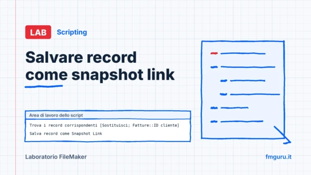 Copertina del laboratorio FileMaker: Salvare record come snapshot link