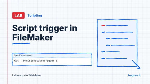 Copertina del laboratorio FileMaker: Script trigger in FileMaker