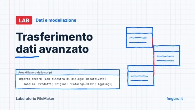 Copertina del laboratorio FileMaker: Trasferimento dati avanzato