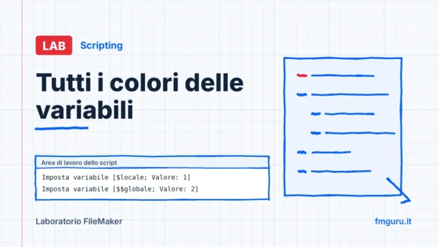 Copertina del laboratorio FileMaker: Tutti i colori delle variabili
